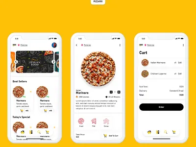 Pizzario (Pizza app concept) branding design dribble shot food app interface mobile app mobile ui mockup pizza app shots ui uidesign uiuxdesigner user interface design uxdesign