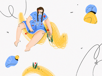 Little princess 2d abstract art character characterdesign contemporary design digitalart dribbblers flat illustration flatdesign flowers geometic girl graphic design illustration inspiration instagram minimal procreate art shapes