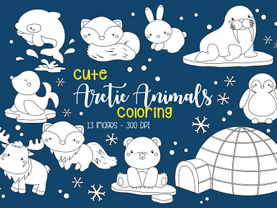 Arctic Animal Clipart Coloring