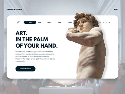 DailyUI Challenge 003 Museum Landing Page adobe xd daily ui 003 dailyui dailyuichallenge design dribbble landing page minimal museum prompt shot ui ui ux web design