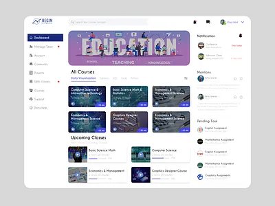 Course And E-Learning Dashboard booking design e commerce learning learning platform mobile ui portfolio redesign uiux website design