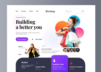 Ecstazy design landing page ui ux