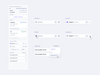 Document Sidebar app cms components design system headless cms info inter interactions localization sidebar states versions widgets