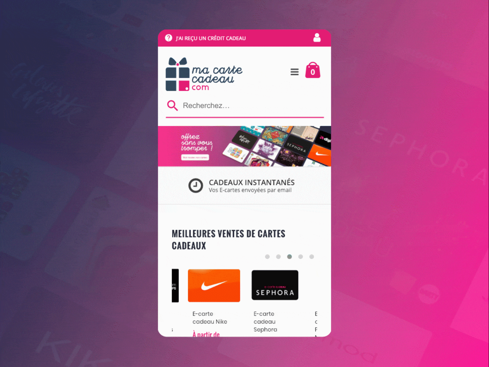 Responsive header - E-Commerce - Ma-Carte-Cadeau.com after effect animated gif animation cadeau design ecommerce gif gift homepage mobile responsive responsive design scroll scrolling ui ui design ux ux design web