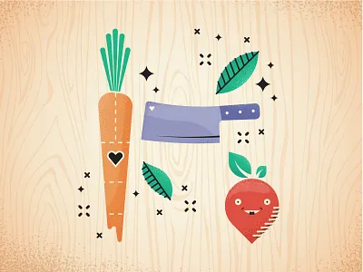 Herbie Butcher Branding Pattern branding crunchy cute illustration pattern restaurant vector vegan vegetables veggies vintage wood