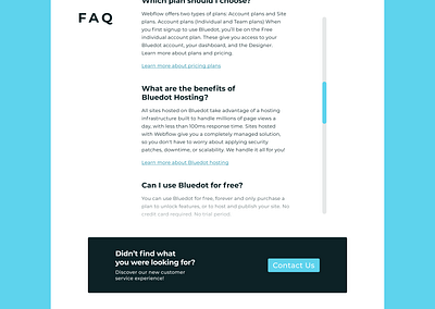 Daily UI #092 - FAQ blue contact us dailyui dailyuichallenge frequently asked questions white