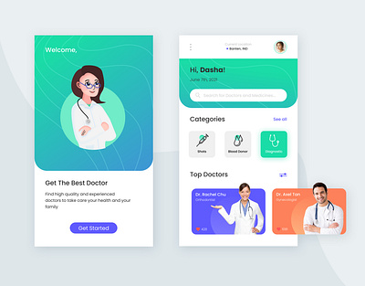 UI Design - Doctor App dailyui design doctor app doctor appointment figma figmadesign health icon iconset illustrate landingpage medical ui uiux vector web design