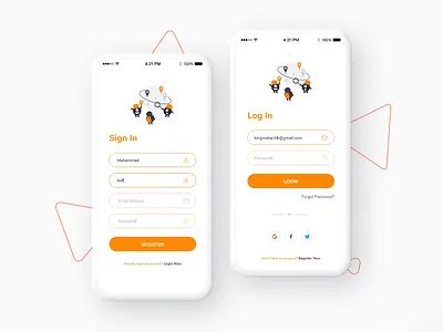 Login and Sign Up app design applogin burger burgerapp design login login screen minimalist mobile app mobile app design mobile ui mockup modern sign in signup ui ui ux ui design uidesign uiux