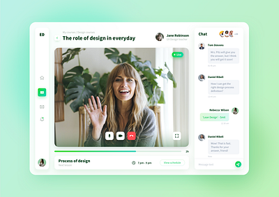 E-Learning platform application chat clean clean ui crm design e learning education flat lesson light minimal ui ux web webcam