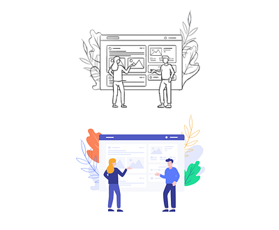 Sketch to finished illustration artwork design drawing flat illustration minimal sketch ui vector web webdesign website