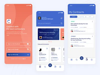 Hire contractors App UI Kit app app design design template ui ui design uidesign uiux