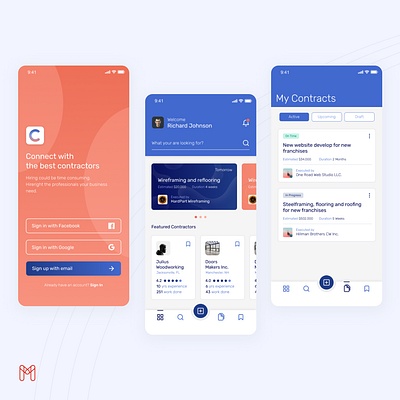 Hire contractors App UI Kit app app design design template ui ui design uidesign uiux