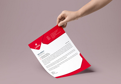 Letterhead Template With Red Color abstract blank business card concept corporate design graphic identity illustration layout letterhead letterhead design letterhead template letterhead template design letterheads paper template text web