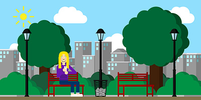 City Park characters drawing flat design illustration vector