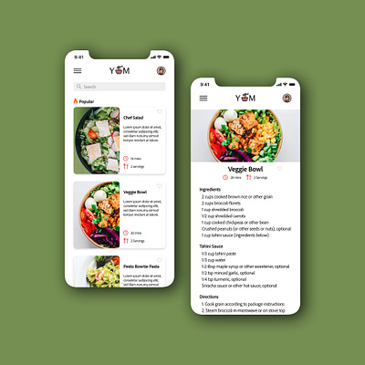 Daily UI 040 - "Recipe" adobe adobe xd adobexd app app design branding daily ui daily ui challenge dailyui dailyuichallenge design figma food app ios logo recipe ui