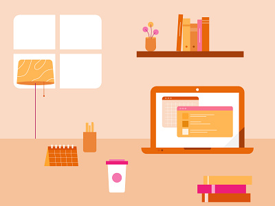 desk workspace pt 2 bold colorful illustration design flat color flat design flat illustration illustration laptop illustration minimal productivity remote work vector website illustration work illustration workfromhome working from home working space