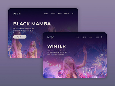 Aespa - Landing Page aespa blackmamba design designer korea kpop landingpage landingpagedesign ui uidesign uidesigns uiux uiux designer uiuxdesign ux uxui web webdesign website design winter