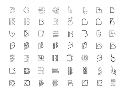 Logo sketches b logo design exploration icons letter b logo concepts logos mark pencil drawing sketches sketching symbols unfold