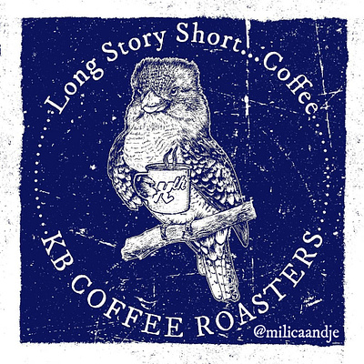 Kookaburra drinking coffee coffee coffee cup illustraion kookaburra retro roasters vintage