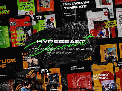 15% Discount instagram template dope fashion free graphic element hype hypebeast instagram instagram template limited social media streetwear