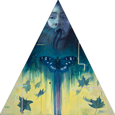 ▲Cycles book cover cover art fineart illustration leaves painting triangles