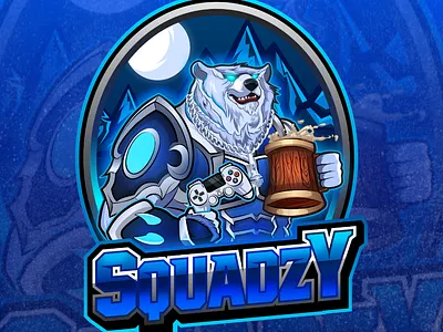 Polar bear SQUADZY esports logo design 1 design esportslogo gaminglogo illustration logodesign mascotlogo polarbear twitch logo youtube logo