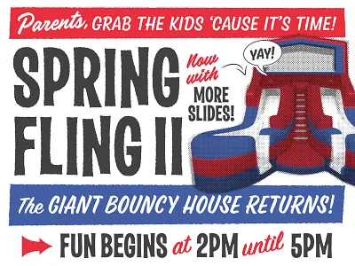 Bouncy House party party flyer retro
