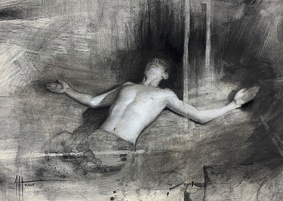 Study for Disposition chalk charcoal dark figurative illustration realism