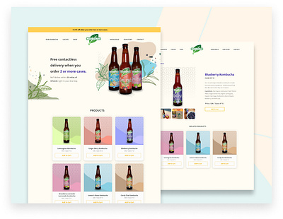 Smooth Ecommerce Experience colors drink ecommerce ecommerce shop grid kombucha kombucha packaging product design ui vibrant wordpress