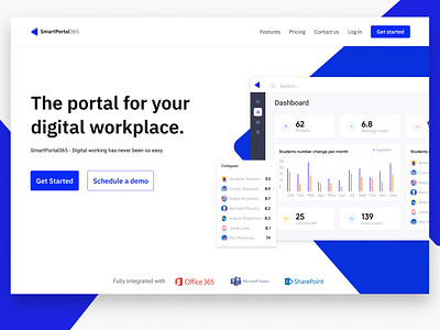 SmartPortal365 Product page hero section landing page ui web web design