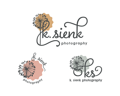 K. Sienk Photography Logo art botanical branding dandelion design feminine floral illustrator logo photographer logo vector