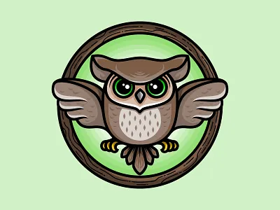 Knowledge affinity berlin bird birdofprey character errortypez green greeneyes icon illustration nocturnal owl sticker vector wisdom