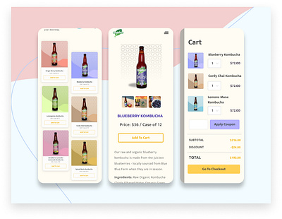 Ecommerce Mobile Design ecommerce ecommerce design kombucha packaging mobile mobile app