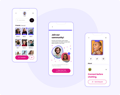 Find Roommates in Your Circle community designchallenge interview join mobile app onboarding social media uidesign ux uxdesign uxui