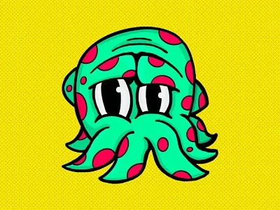 Squid bright cartoon design draw fun illustration illustrator mark procreate quick simple squid