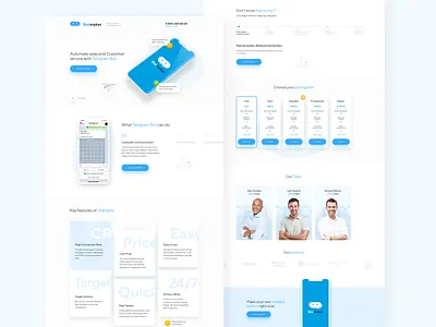 Botmaker Landing Page app blue bot design figma landing telegram ui ux webdesign white