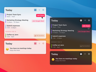 Daily Schedule - Mac Menu Bar calendar dark mode desktop light mode macos menu bar schedule