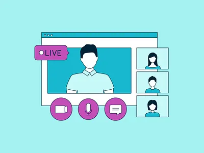 virtual events events flat illustration vector virtual zoom