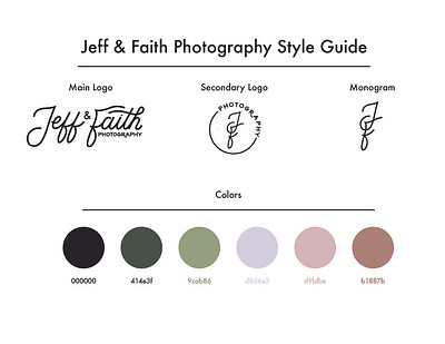 Jeff & Faith Photography Style Guide branding branding guidelines color design hand lettering lettering logo photography style guide type typography