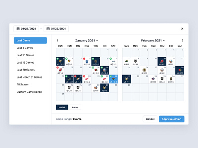 NHL Date Selector calendar date datepicker hockey ui nhl sports