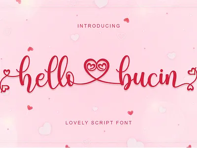 Hello bucin calligraphy design handwritten script sketch typography vector