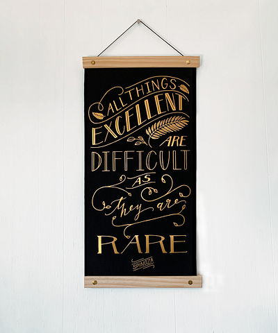 Hand-lettered Spinoza quote banner canvas handlettering poster quote spinoza