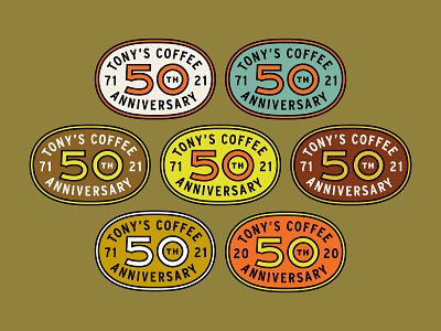 Tony's Coffee 50th Anniversary Logo badge bellingham branding coffee packaging retro vintage