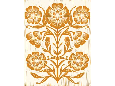 flower lino cut art design illustration linocut procreate woodblock