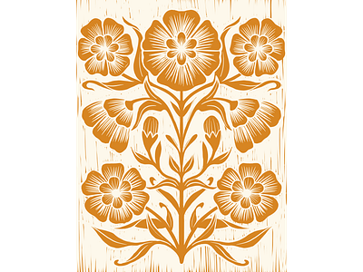 flower lino cut art design illustration linocut procreate woodblock