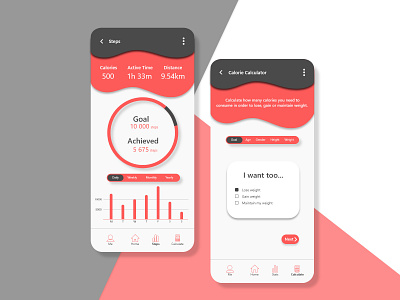 Calories and steps calculator app app design branding calculator design fitness graphic design minimal type typography ui ux vector