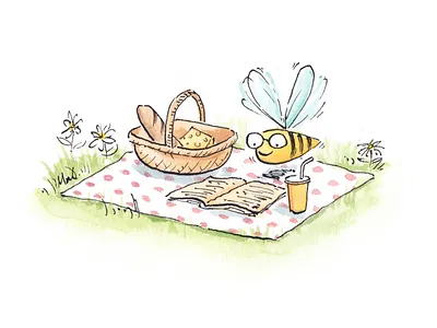 Bee Picnic colourcollective drawing illustration watercolour