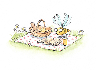 Bee Picnic colourcollective drawing illustration watercolour