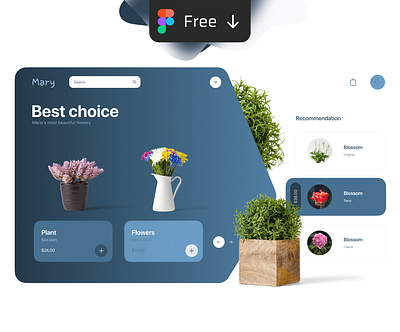 Free Figma UI kit FLOWER blue figma figma design figmadesign flower free freebie landing online marketing online shop online shopping online store selling shop ui