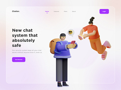 Chatter Landing Page Exploration 3d app design minimal ui uiux uiuxdesigner ux web website